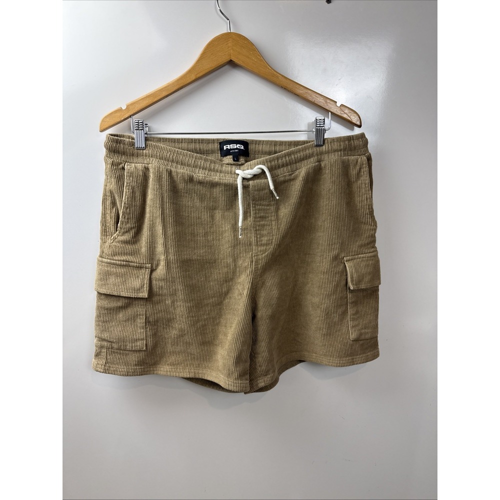 RSQ Corduroy Pull On Shorts Large Cargo Drawstring Brown Skater Beach Wear